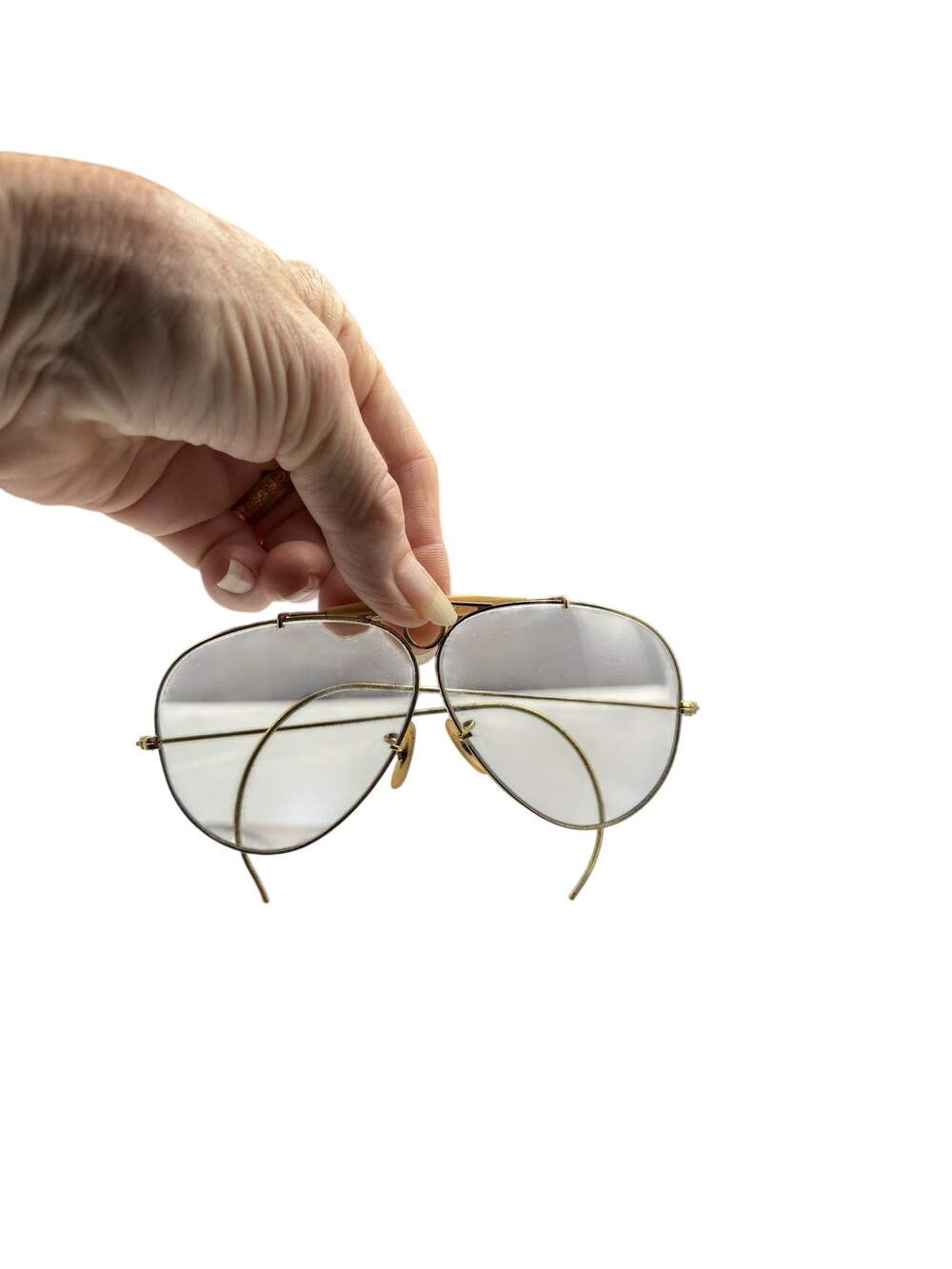 Vintage Ray-Ban Shooter Sunglasses Mens Gold Metal Gray Tinted B&L Aviator
